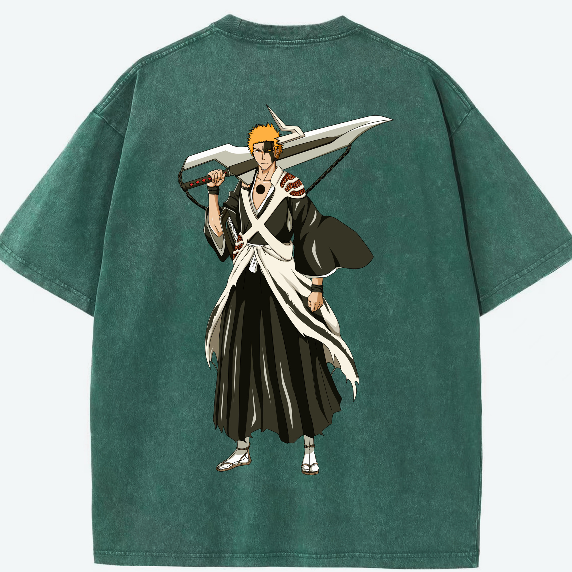 （画像用） ブリーチ 黒崎一護（くろさき いちご）BLEACH Kurosaki Ichigo 綿100% ヴィンテージ風 半袖Tシャツ（背面プリント）